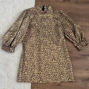 Zara Animal Print High Neck Dress